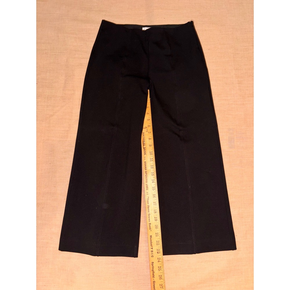 J. by J. Crew Cropped Wide Leg Pants Women 8 Black Good Pintuck Side Zip